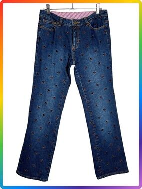Lilly Pulitzer Scottie Dog Embroidered Jeans RUNS LARGE SIZE 4 Blue Straight 30